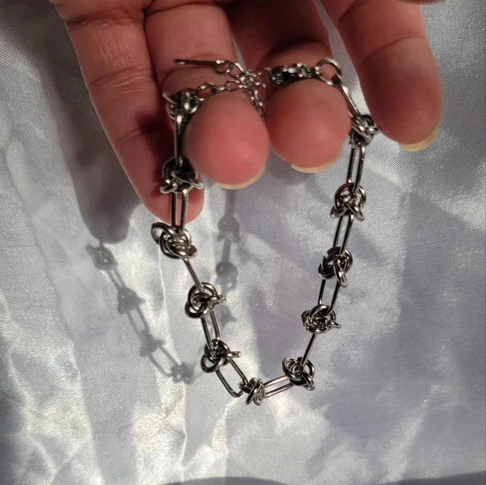 Barbed wire silver Plated bracelet with extender chain women's costume jewelry - Picture 2 of 2